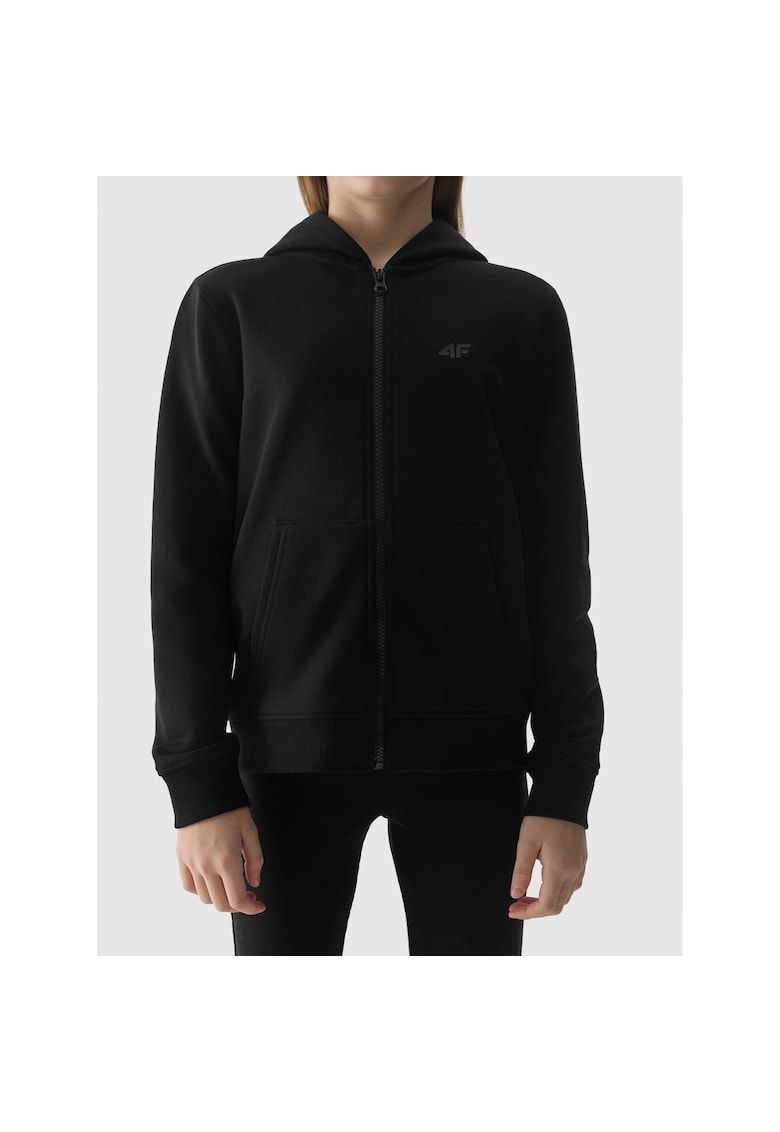 Hanorac Fete cu Gluga Bumbac Negru - Regular Fit - si