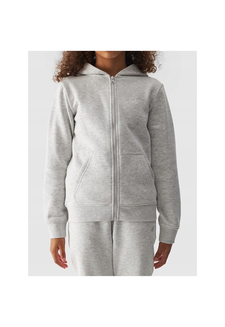 Hanorac fete - Bumbac/Poliester - Cu fermoar - Gri