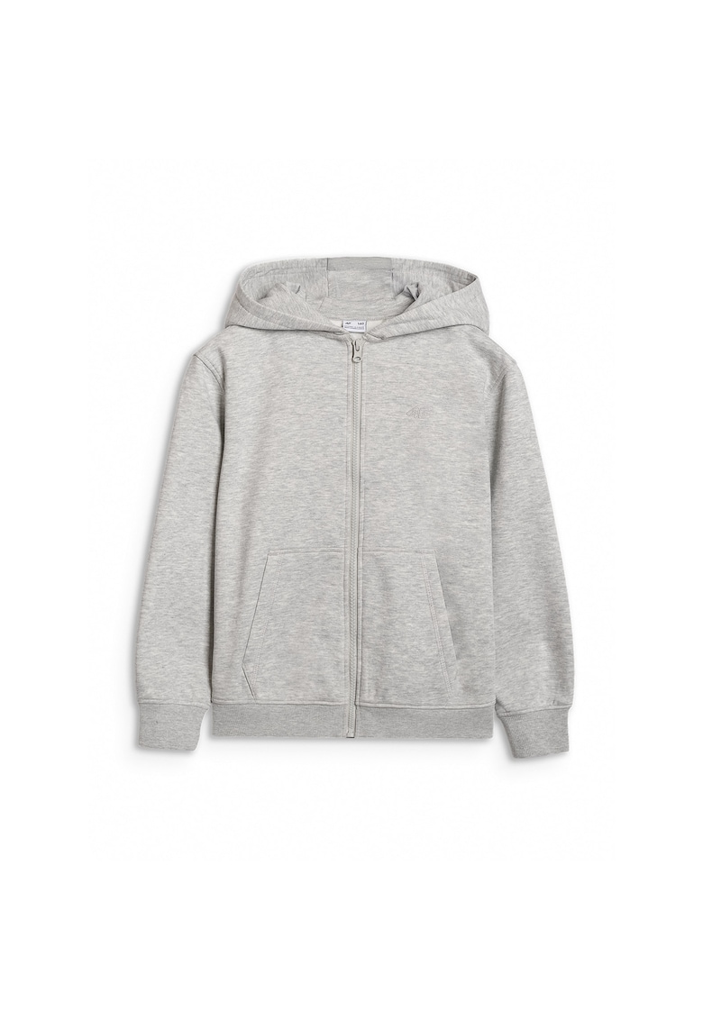 Hanorac fete - Bumbac/Poliester - Cu fermoar - Oversize - Gri