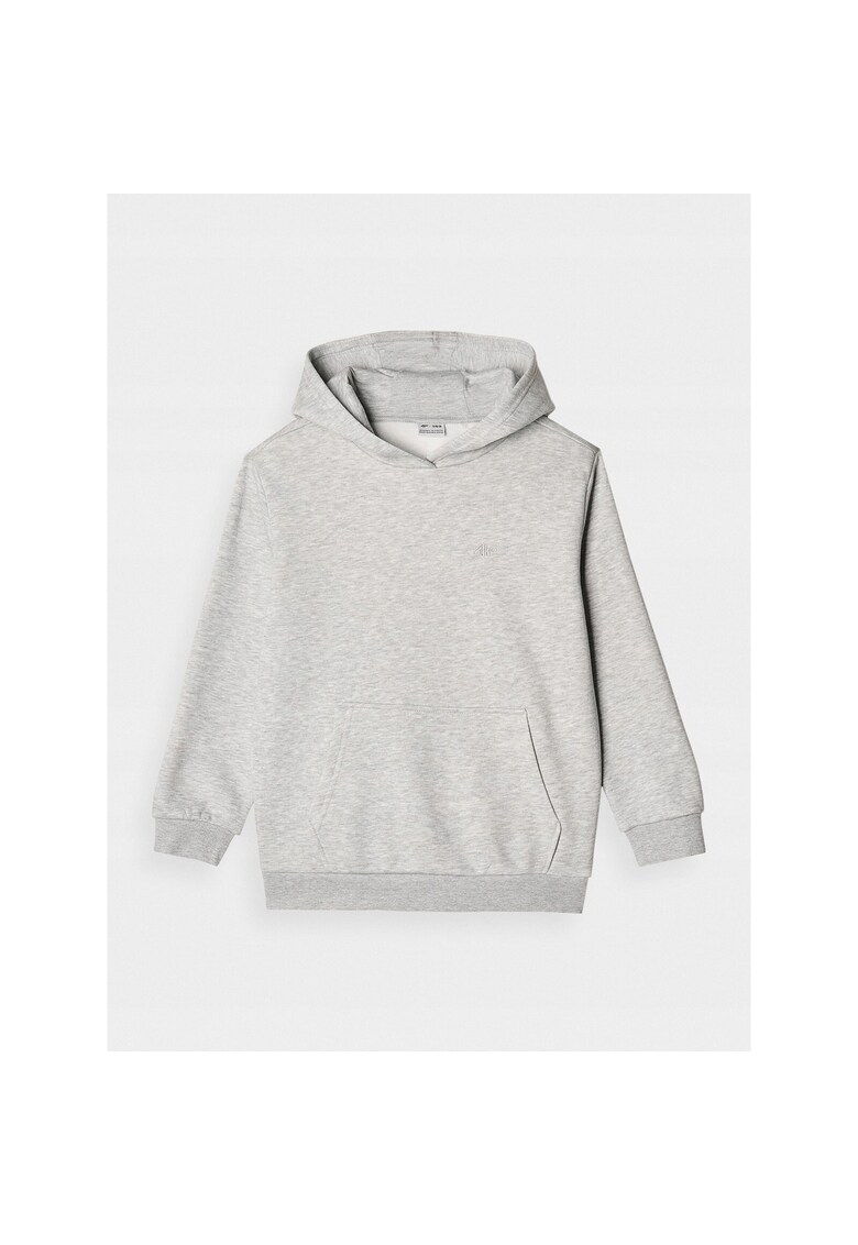 Hanorac pentru fete gri - oversize - din bumbac cu gluga - sezon toamna-iarna 2024