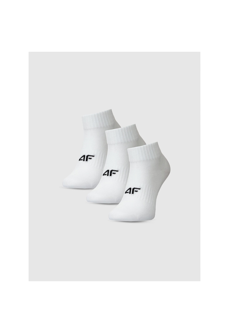 4f Sosete pentru fete - set de 3 - lungi pana la glezna - bumbac - alb