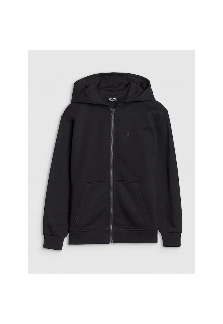 Hanorac pentru fete - Bumbac/Poliester - Cu fermoar - Oversize - Negru