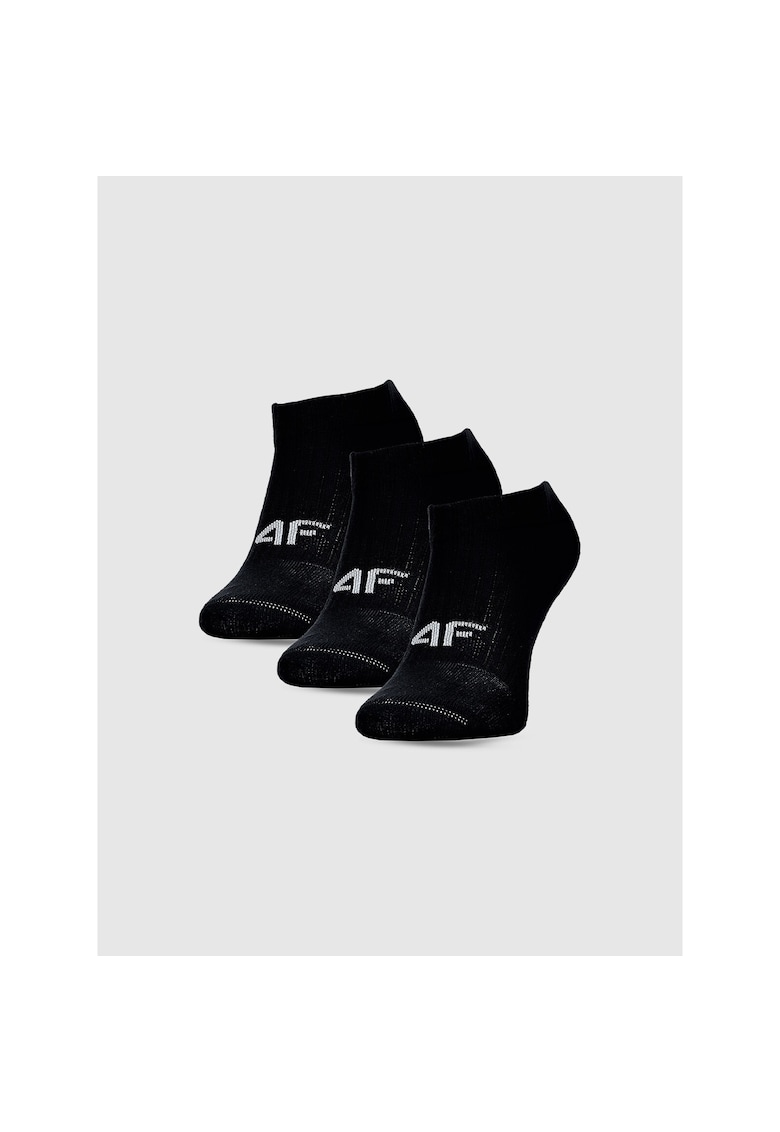 4f Sosete casual pentru baieti - set de 3 - negre - bumbac - croiala pana la glezna
