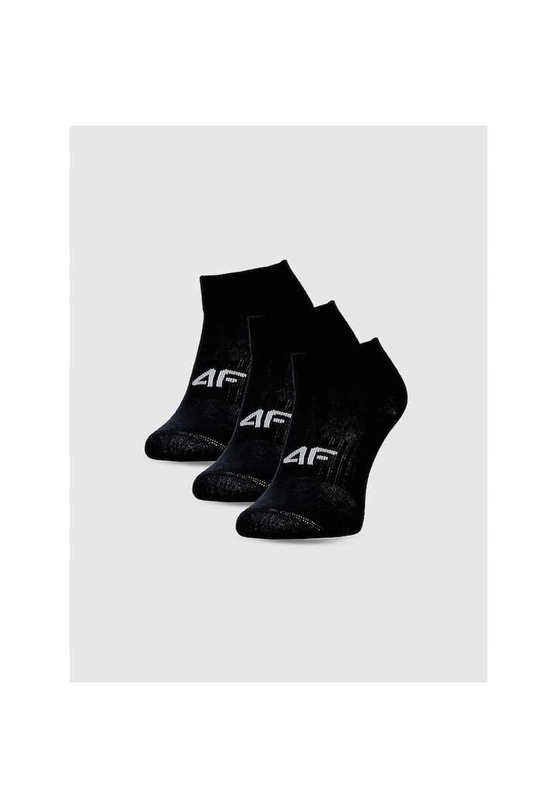 4f Sosete pentru fete - set de 3 - negre - bumbac - stil sportiv