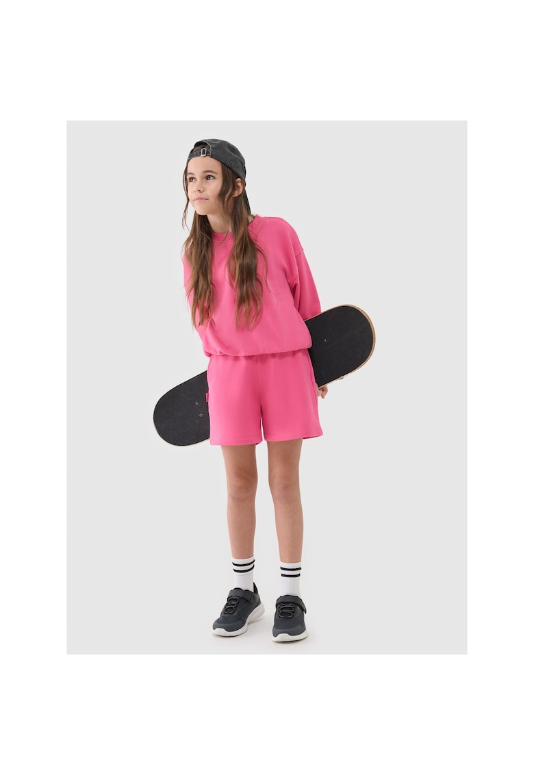 Pantaloni scurti copii supradimensionati - 80% bumbac - roz - fara captuseala