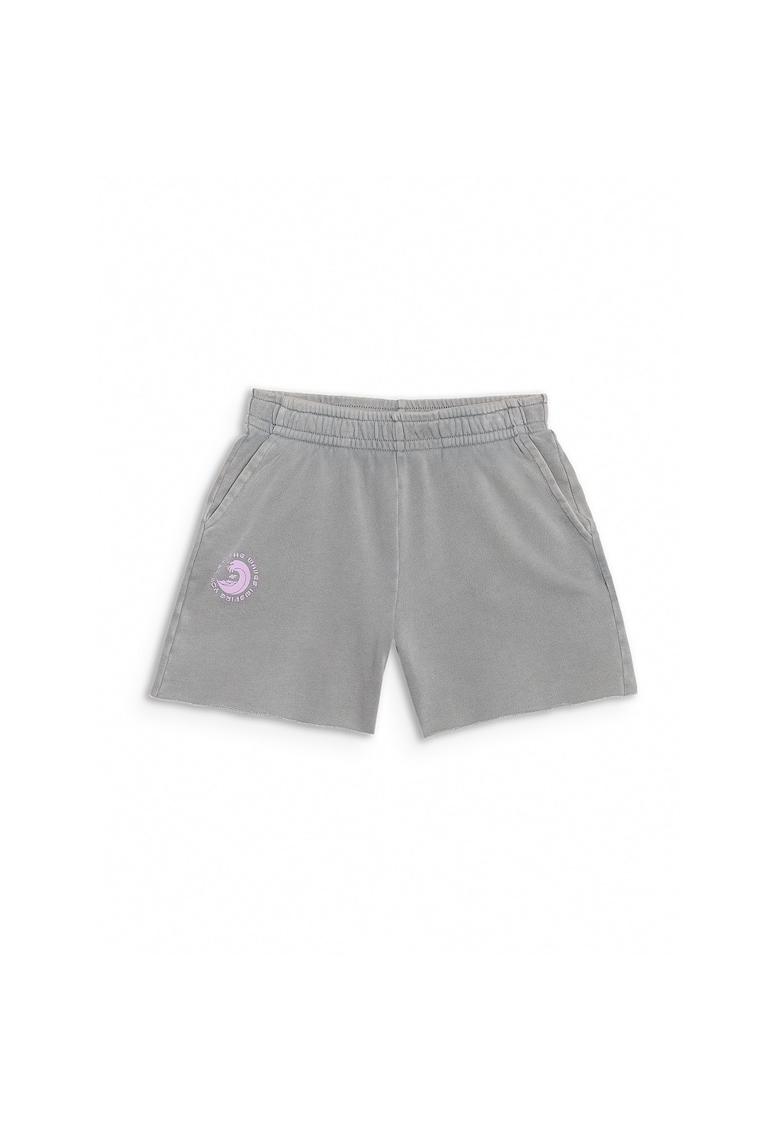 Pantaloni scurti copii gri - 80% bumbac - efect de spalare acida