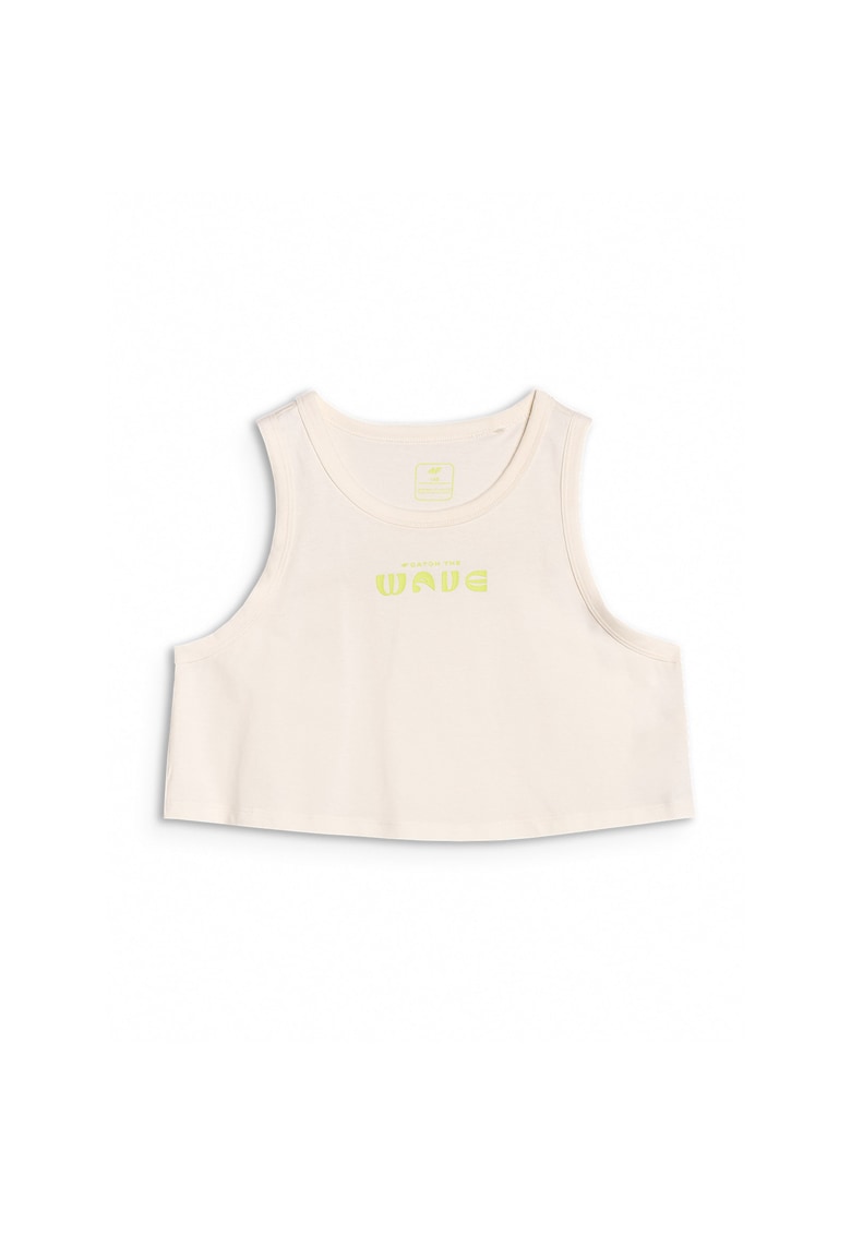 Top scurt imprimeu - alb - 100% bumbac - pentru fete