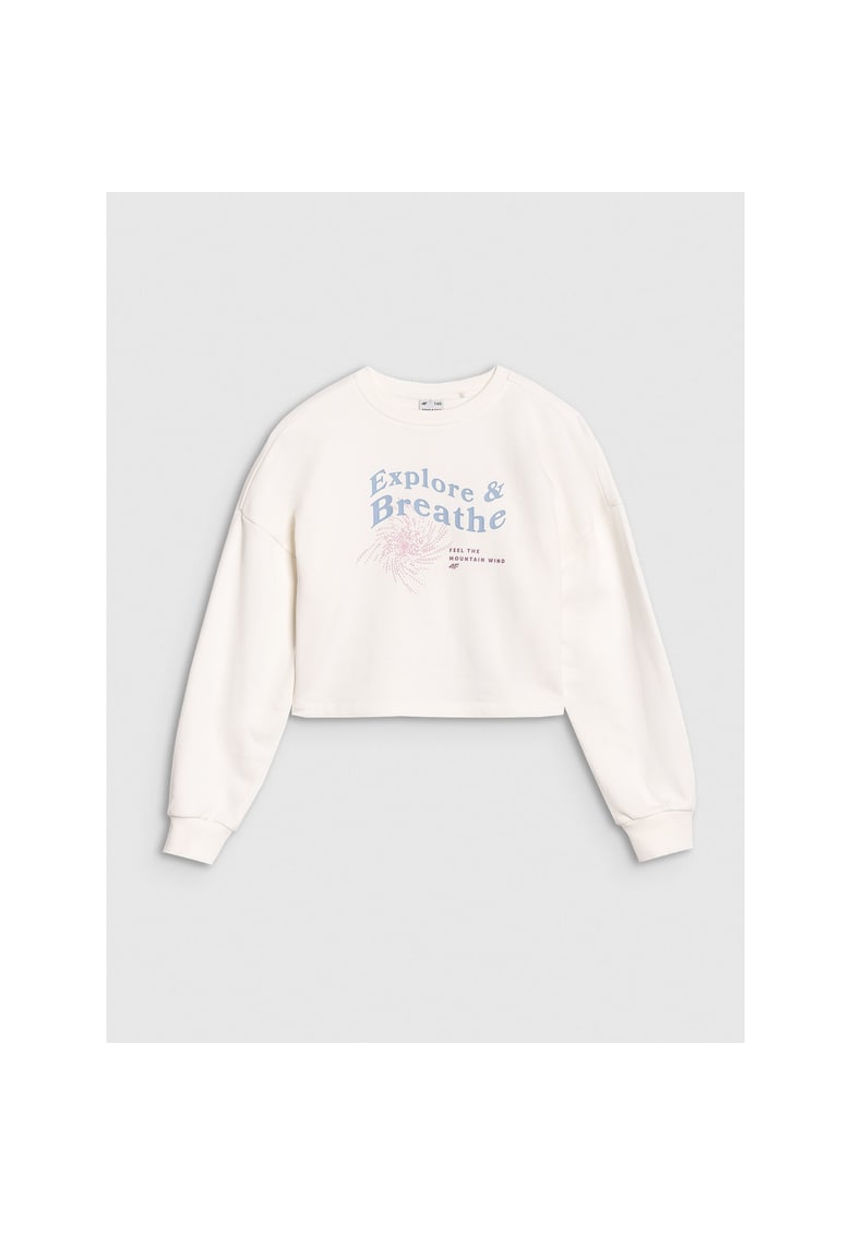 Hanorac copii pentru fete - stil sportiv - alb - bumbac