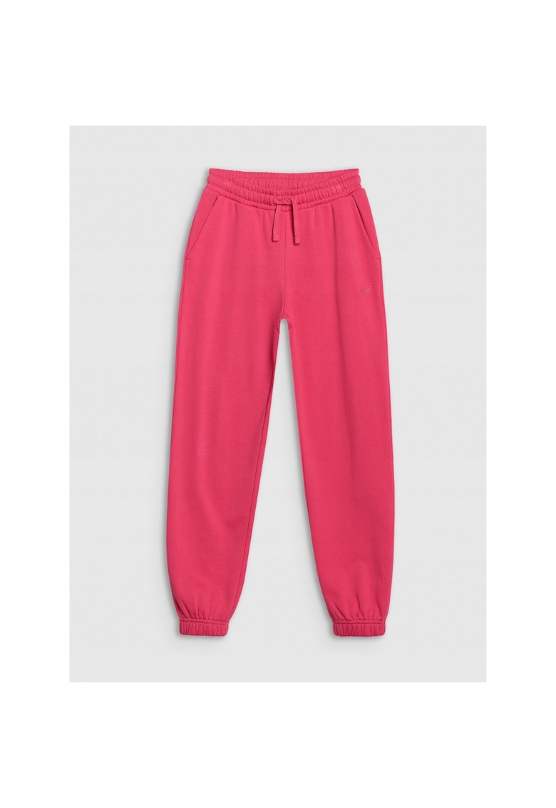 Pantaloni sport pentru fete - roz - croiala oversize - material bumbac Pantaloni sport pentru fete - roz - croiala oversize - material bumbac
