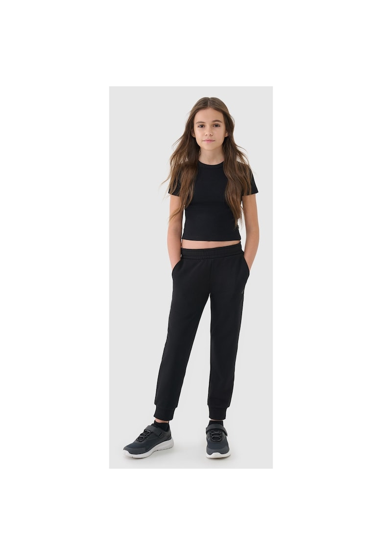 Pantaloni sport copii  croiala normala - material French Terry - bumbac/poliester - negru