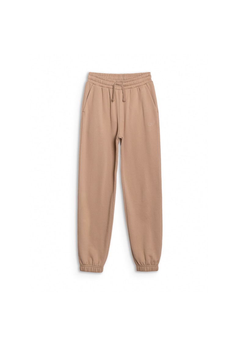 Pantaloni sport copii bej - oversize - 78% bumbac - pentru fete