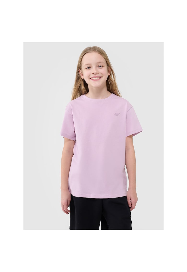 Tricou Oversized - bumbac - roz - pentru fete - Roz