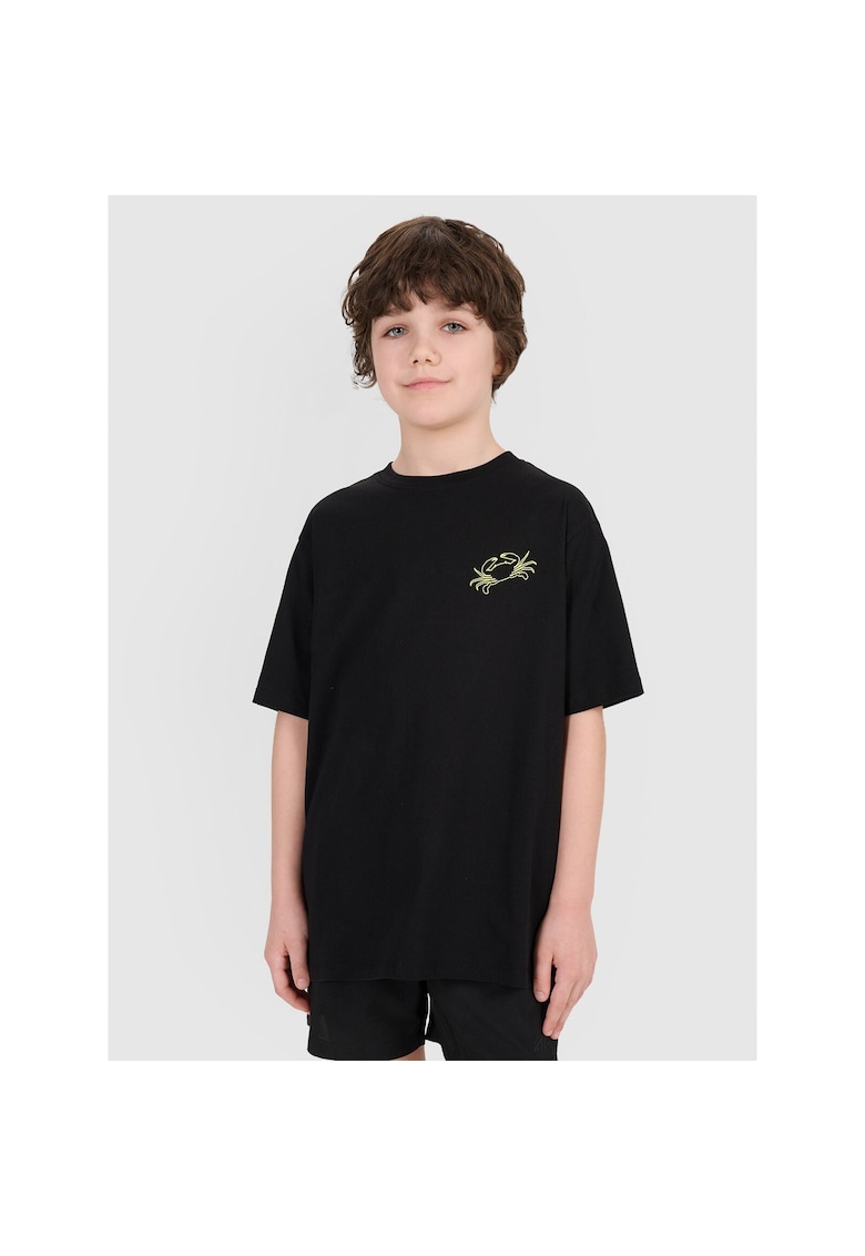 Tricou Negru Baieti Oversize Bumbac - Negru
