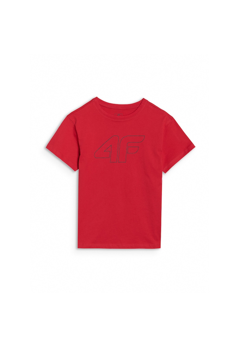 Tricou Oversize Baieti Junior - Bumbac 100% - Rosu - Sportstyle - Marime 122 - Imprimeu Logo Frontal - Sezon SS25