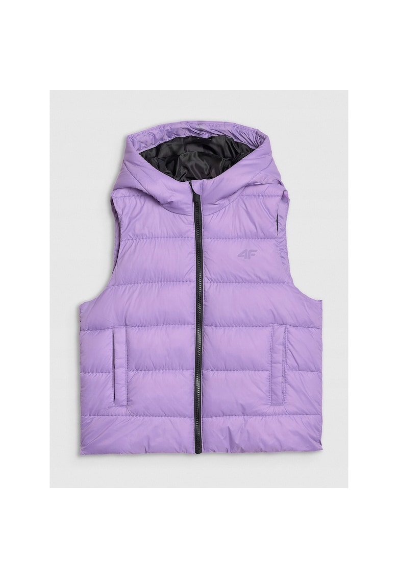 Vesta pentru copii poliester - umplutura sintetica - cu gluga - violet