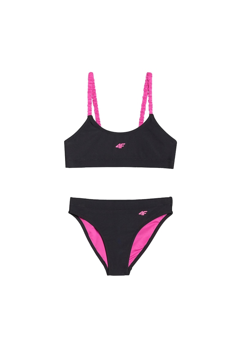 Costum de baie fete 2 piese - roz/negru -