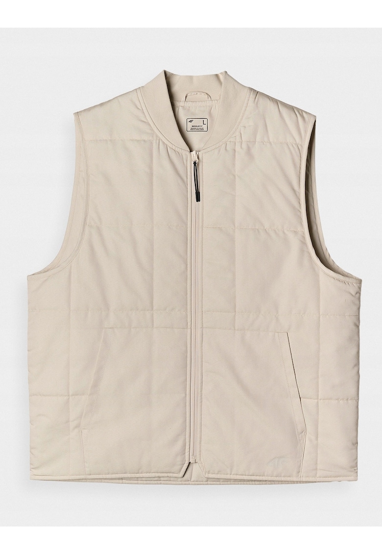 Vesta barbateasca puf - guler inalt - bej - toamna-iarna 2024