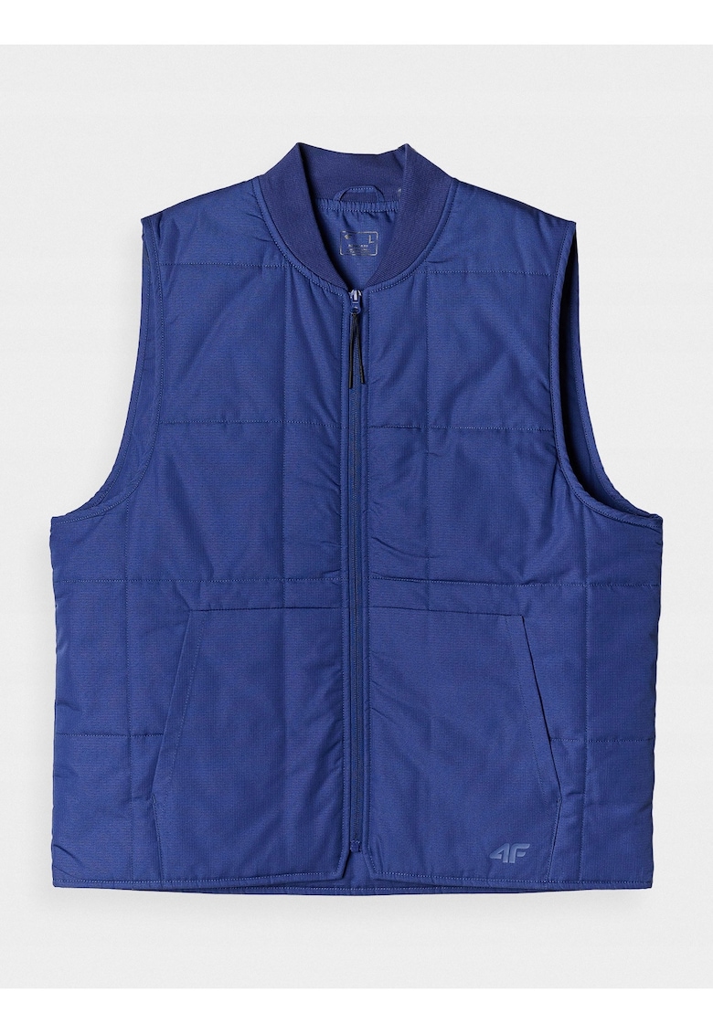 Vesta barbateasca bleumarin - puf - guler inalt