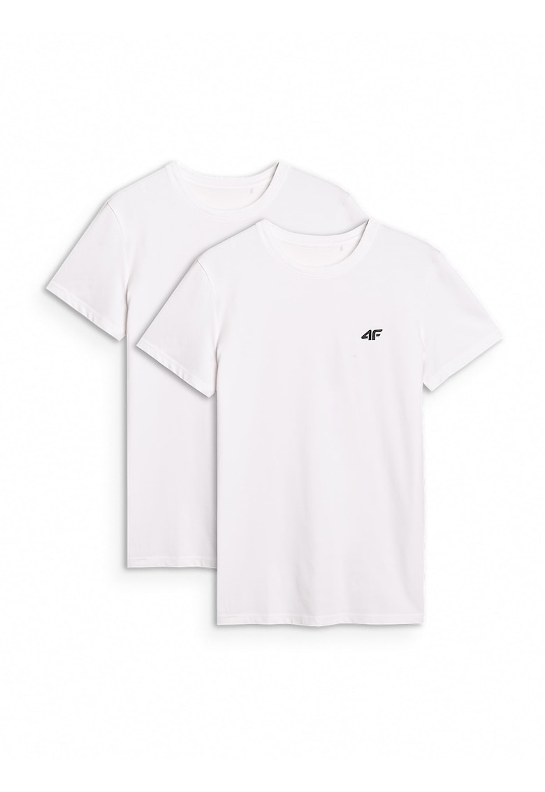 Tricou barbati slim fit - pachet de 2 - alb - bumbac