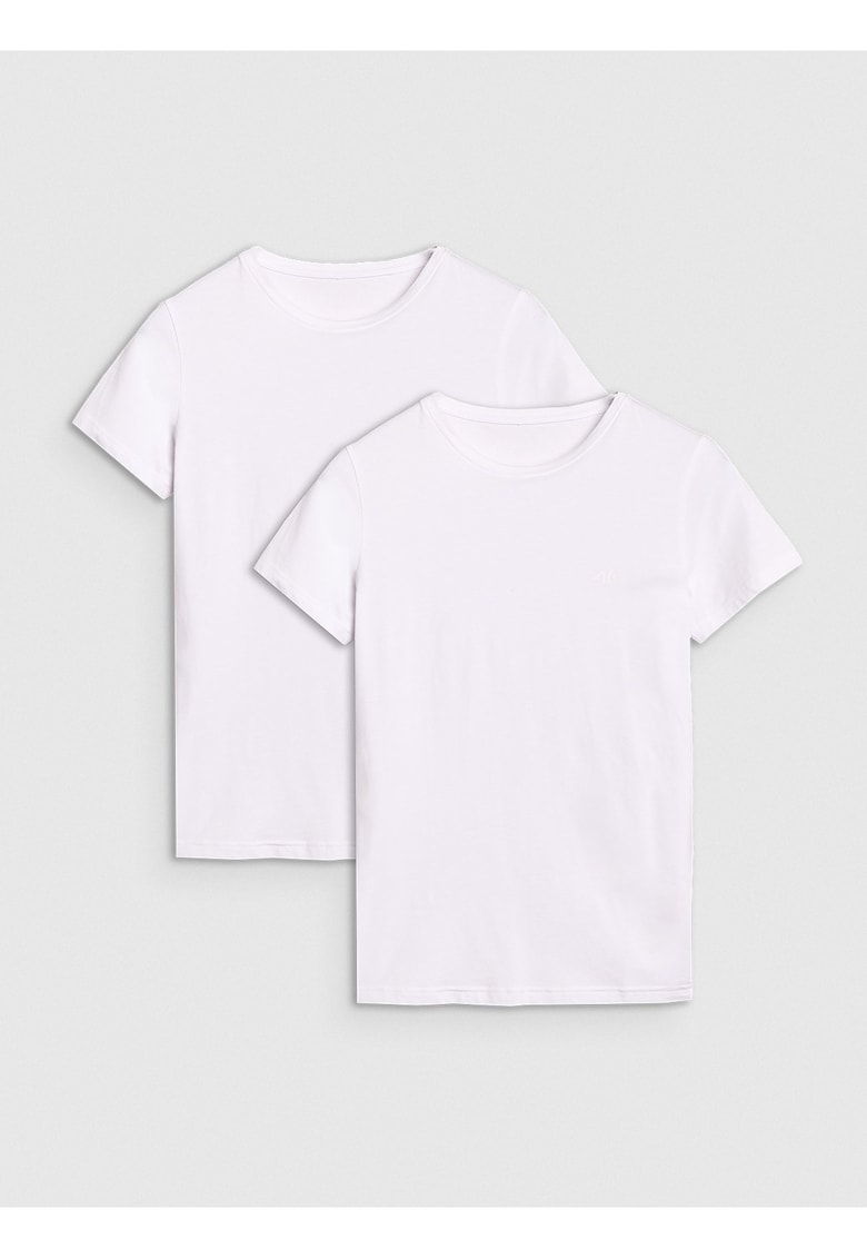 Set Tricouri Dama Slim Fit - Bumbac 95% - alb - 2 piese -