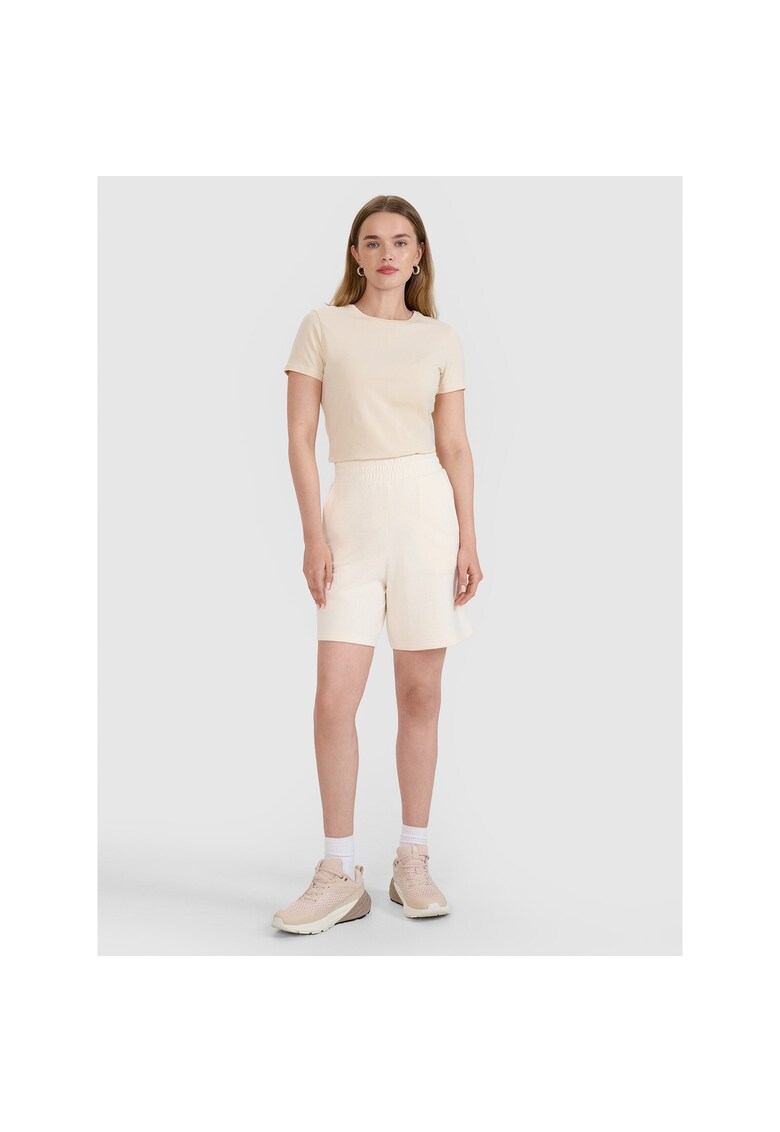 Pantaloni scurti sport bej - bumbac si poliester - croiala confortabila - pentru femei