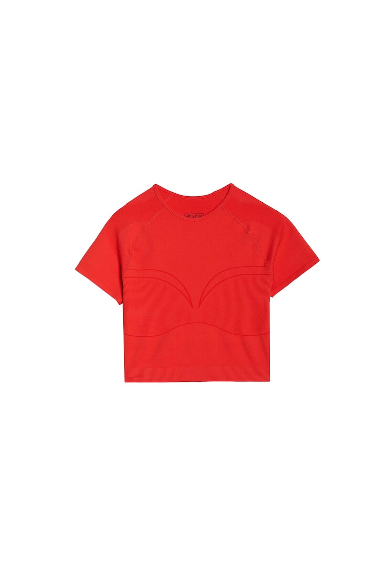 Tricou Femei Antrenament Croiala Slim - Tehnologie 4FDry - Uscare Rapida - Fara Cusaturi - Rosu - Material Sintetic Durable - Sezon Primavara-Vara 2025