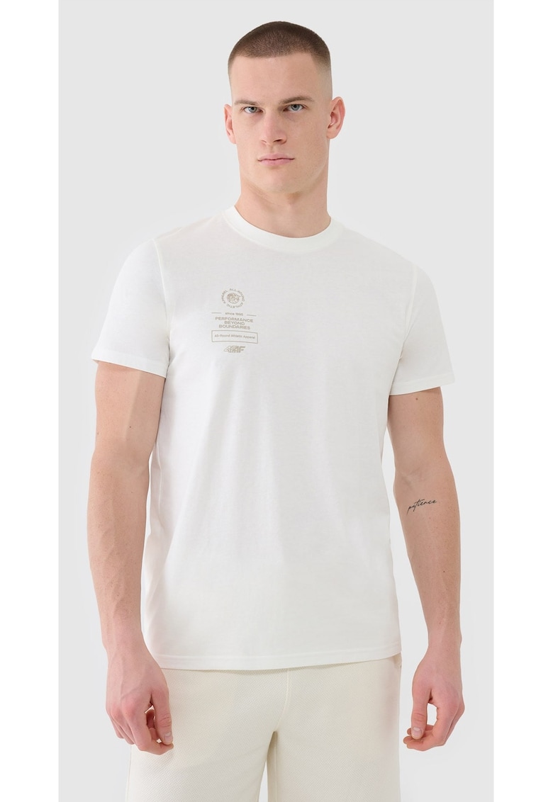 Tricou Barbati Sportstyle - 100% Bumbac - Crem - Marimi S-3XL - Imprimeu Athletic - SS25