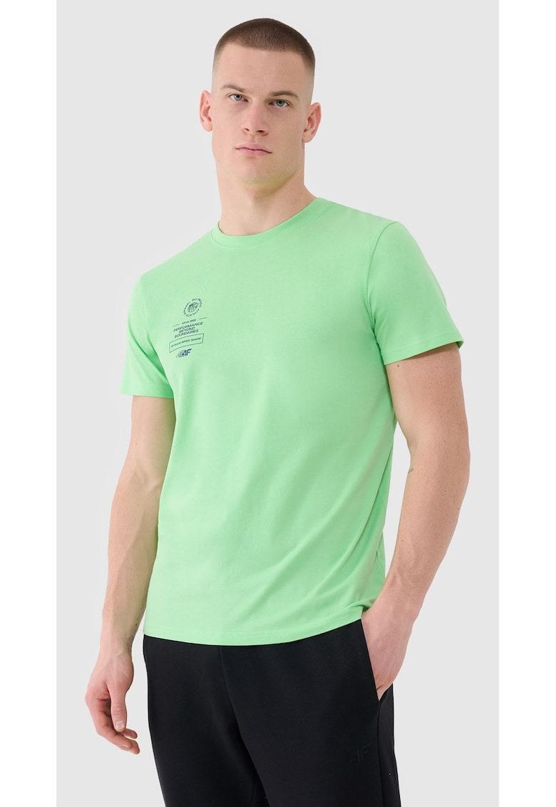 Tricou Barbati SportStyle Verde Bumbac 100% Marimi S-3XL - Imprimeu Atletism All-Around - Regular Fit