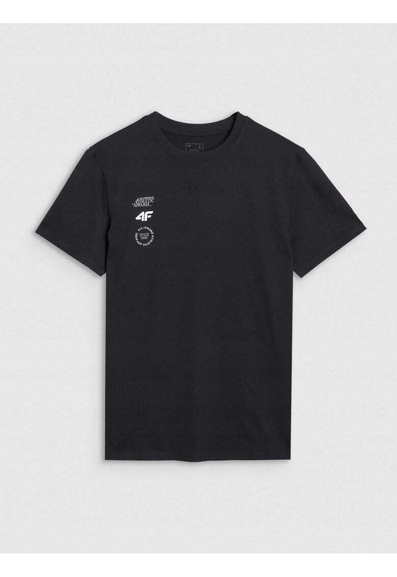 Tricou Negru Barbatesc 100% Bumbac - Sport-Casual - Regular Fit S-XXL