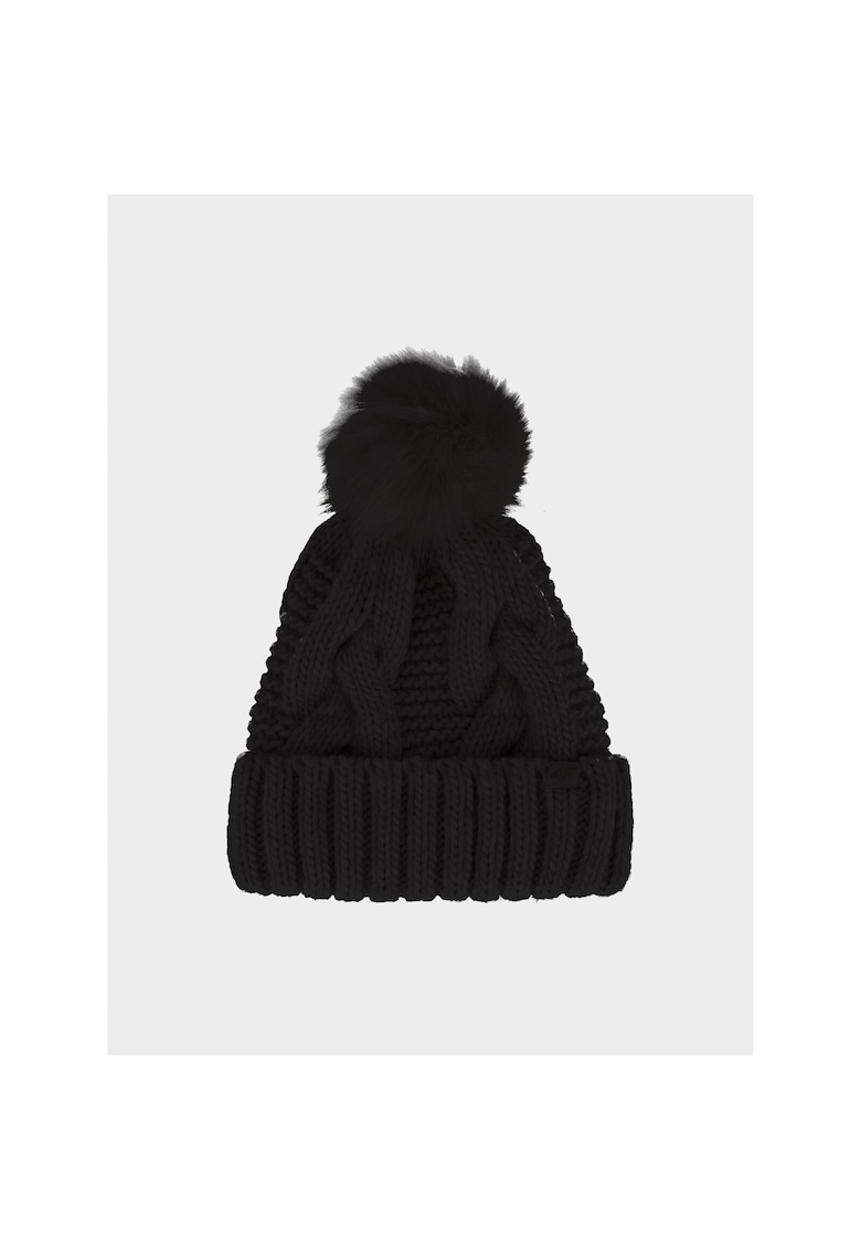 Caciula de iarna pentru femei Negru cu ciucure - Beanie comfortabila - material durabil - potrivita pentru tinute casual si sport in sezonul rece