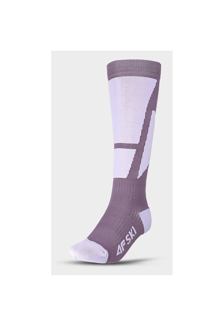 Sosete Ski & Snowboard Femei 4FWarm Violet - Marimi 35-42 - Material Sintetic Durabil - Croiala Lunga pana la Genunchi - AW24