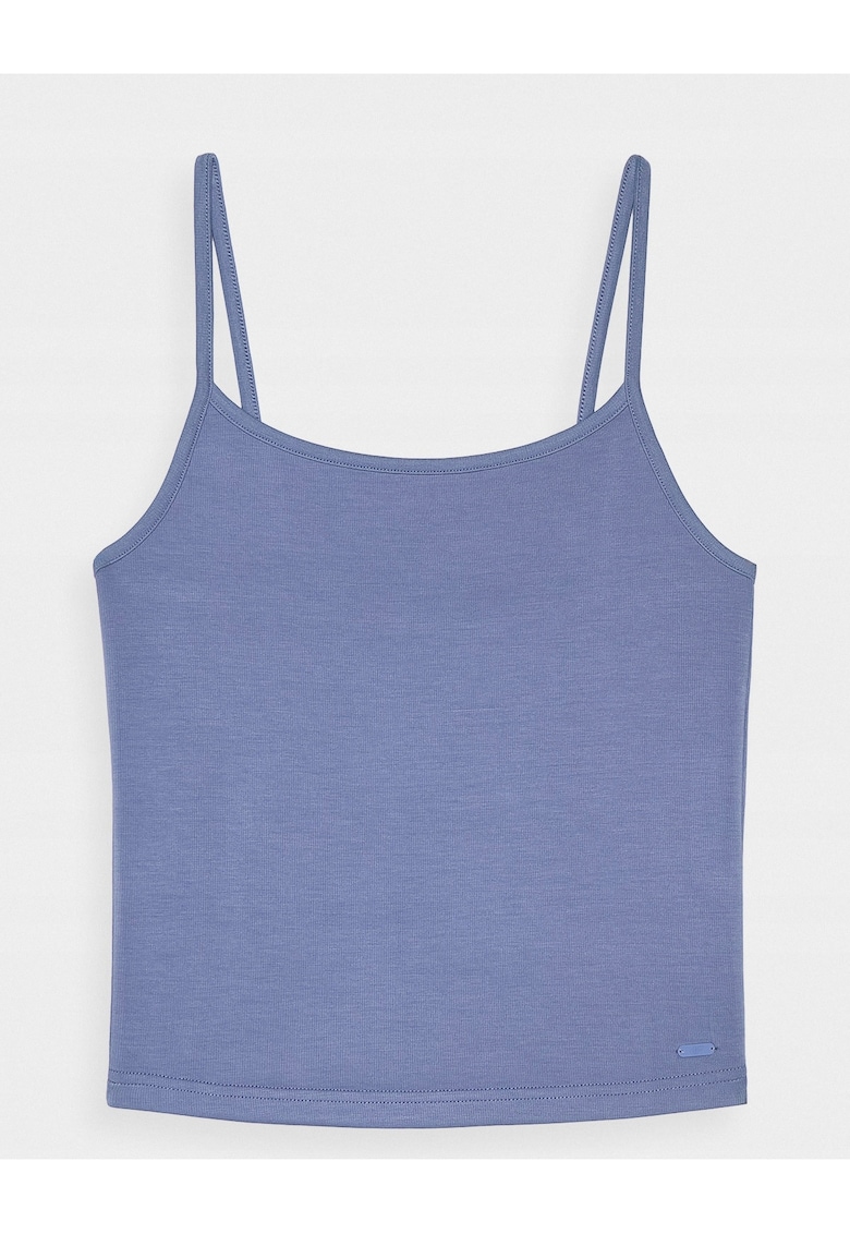 Top scurt slim fit - albastru marin - material sintetic cu modal - pentru femei