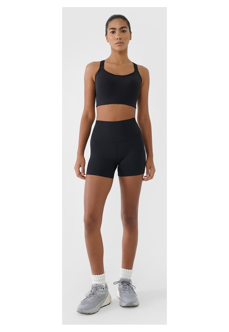 Colanti sport talie inalta - croiala slim - negri - material reciclabil