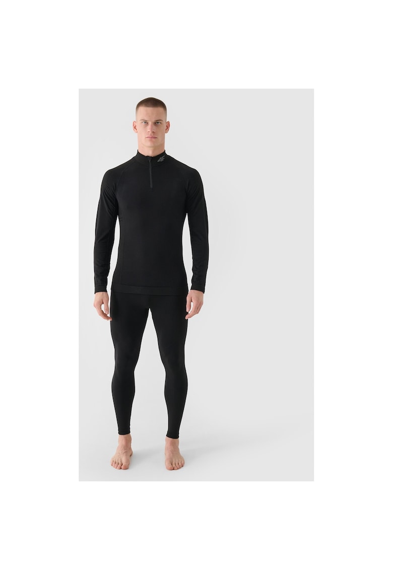 Tricou Termoactiv Barbati Negru Intens - Lana Merino si Tehnologia 4FSkin pentru Ski si Iarna - Marimi S-3XL