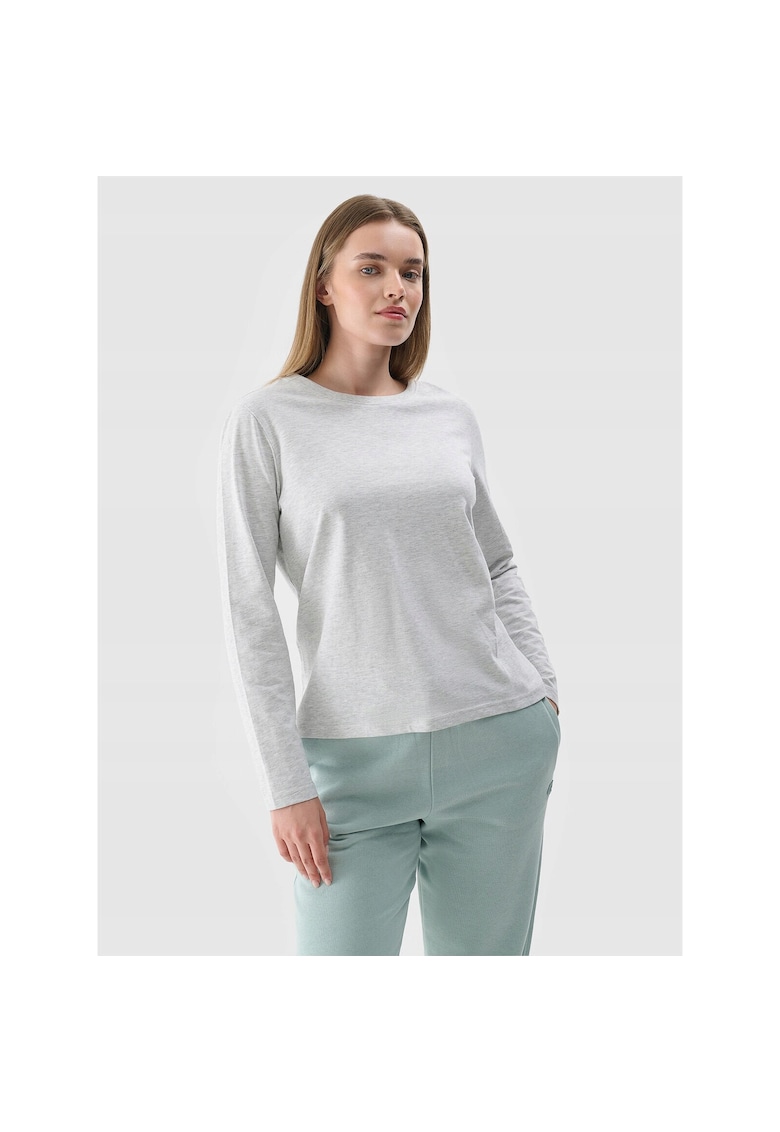 Tricou Dama Oversize Maneca Lunga Gri Deschis - Bumbac - Casual & Sportstyle - XS-XXL