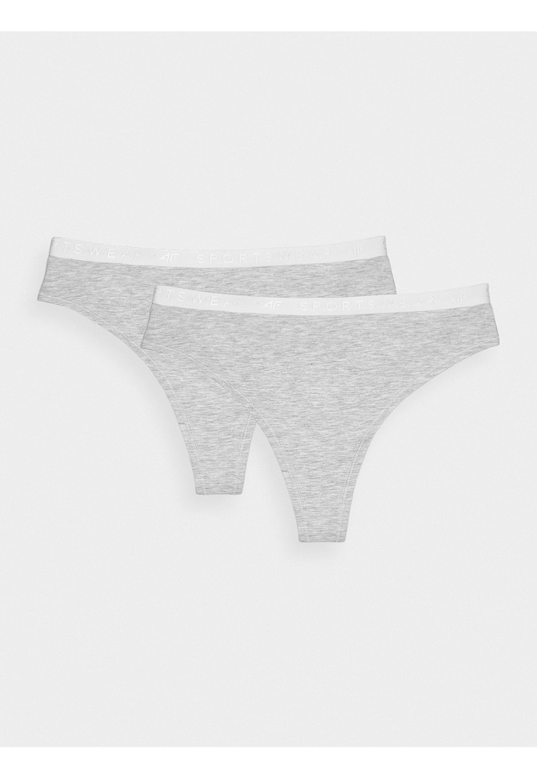 Lenjerie intima tanga set de 2 - gri - bumbac cu elastan