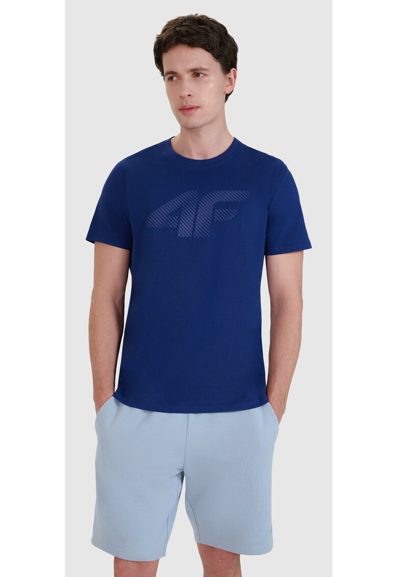 Tricou barbati albastru marin - 100% bumbac - croiala normala - imprimeu 4F