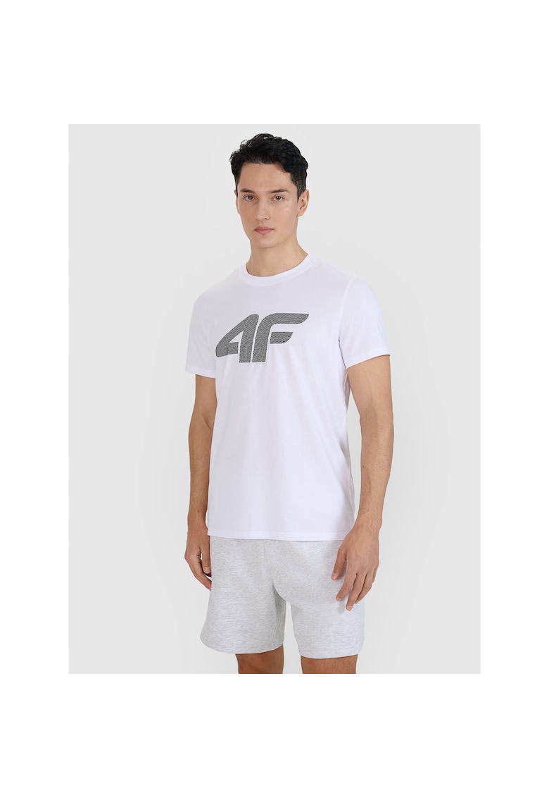 Tricou Barbati Alb - 100% Bumbac - Regular Fit - Imprimeu Sportstyle - Marimi S-3XL