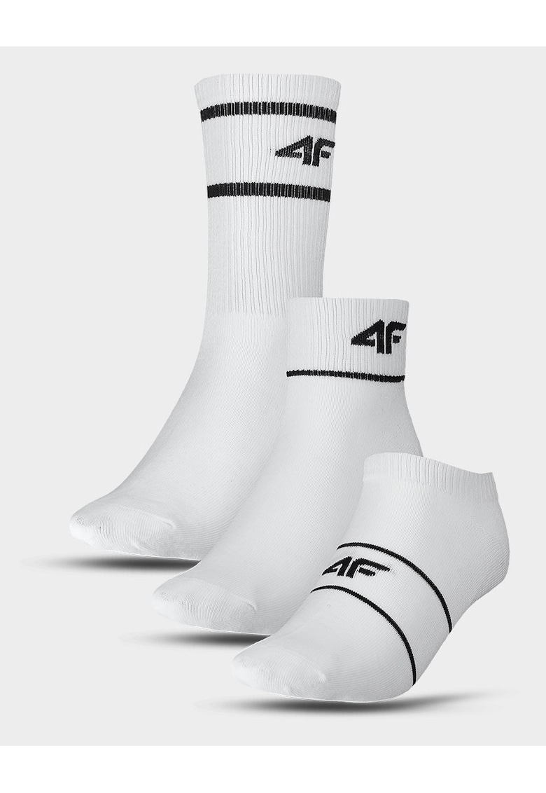 Sosete unisex WMM00USOCU377-10S - 4F - Bumbac - 3 perechi - Alb