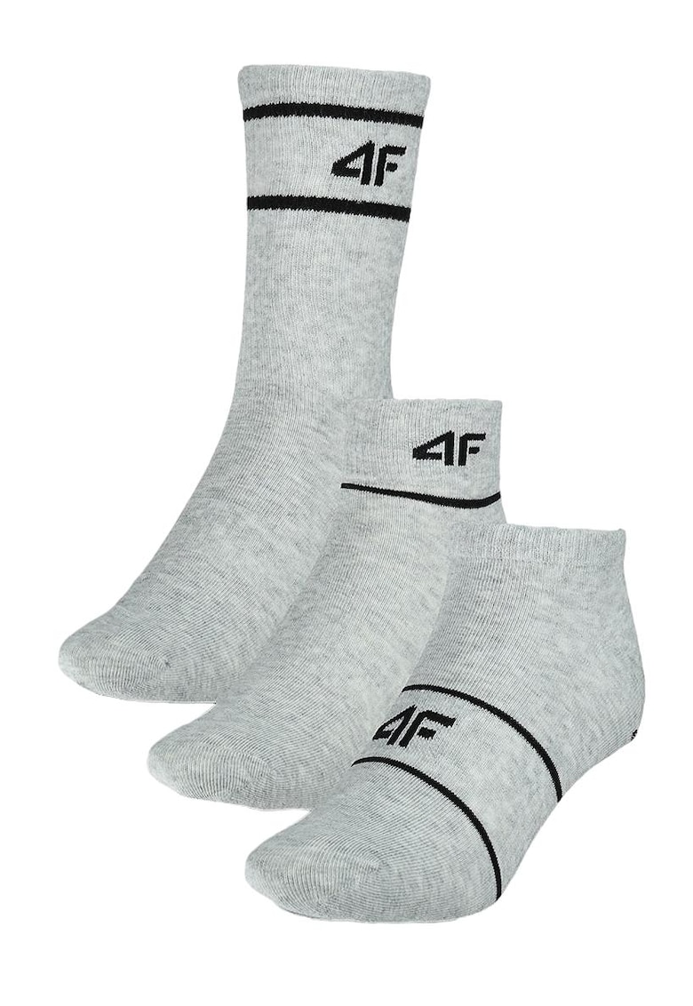 Sosete Unisex Multipack (3 perechi) - Bumbac - Antialunecare - Gri Deschis - SportStyle - Marimi 35-46