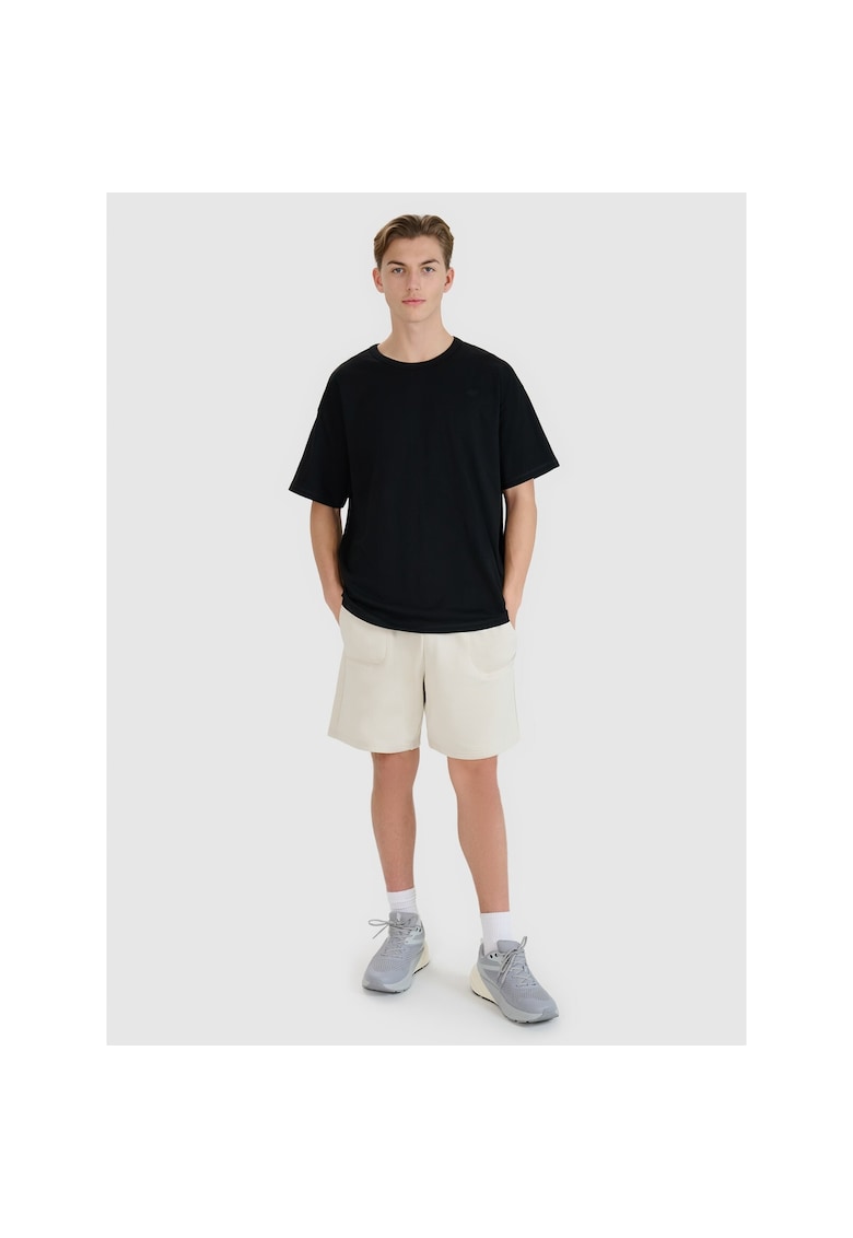 Pantaloni scurti de trening unisex - bej - bumbac 80% - croiala supradimensionata - talie elastica