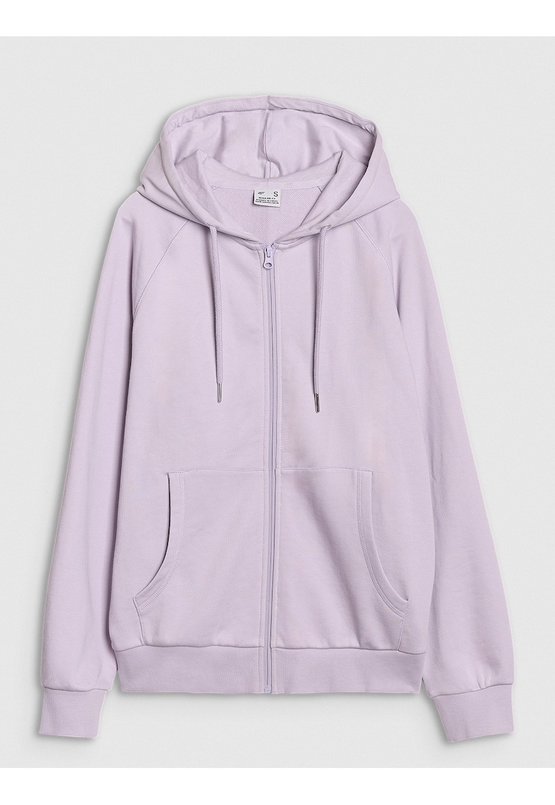 Hanorac pentru femei - cu fiermoar - gluga - violet - bumbac - stil sportiv