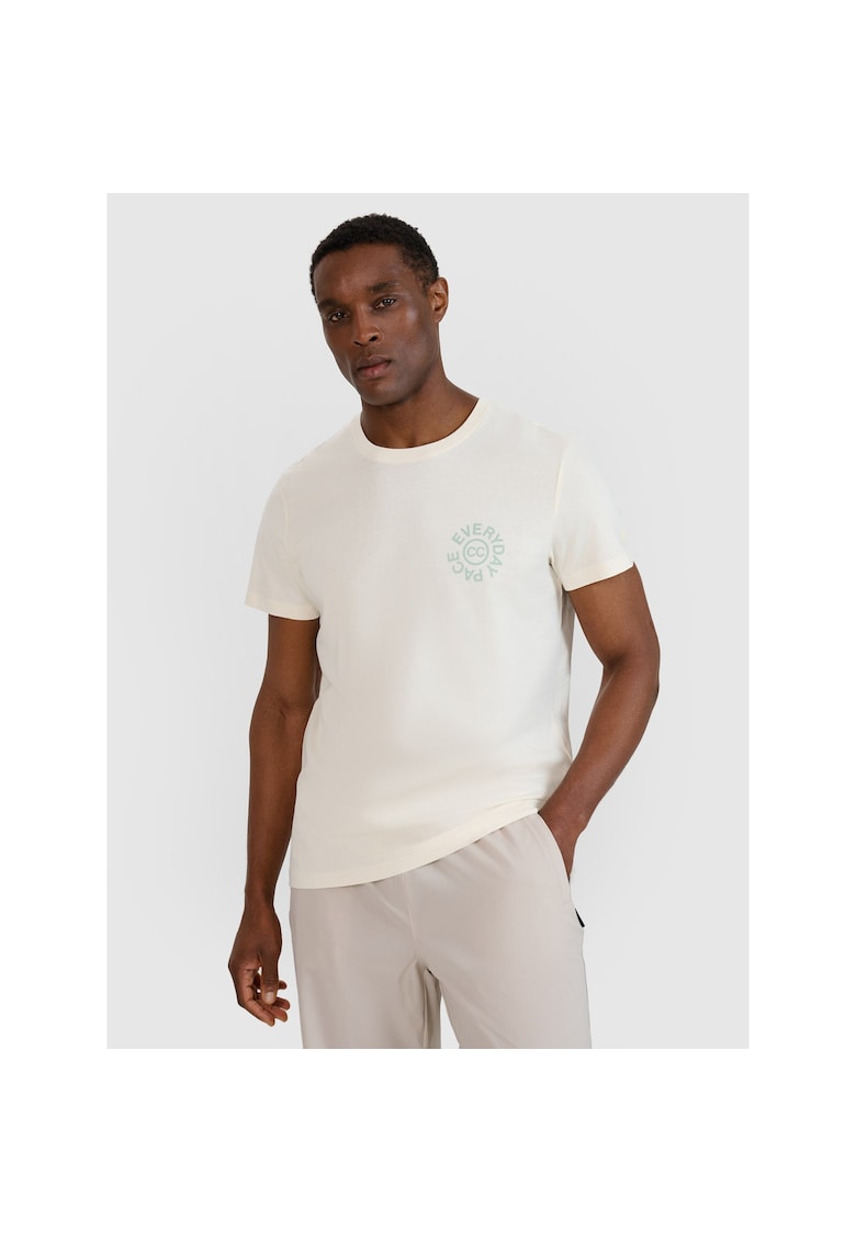 Tricou sport barbatesc imprimeu ""Everyday Pace"" - alb - bumbac