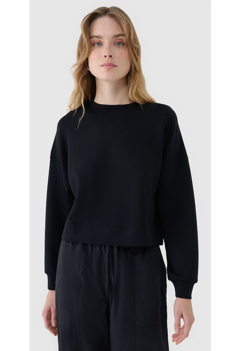 Hanorac pentru femei - negru - modal - fara gluga - fara fermoar - croiala normala