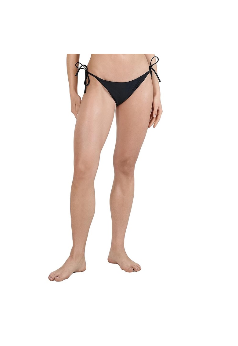 Slip de baie negru - elastic - talie medie - pentru femei - sintetic/elastan