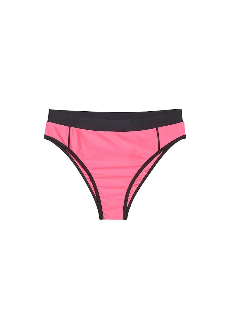 Slip de bikini pentru femei - roz - elastic - talie medie - sintetic/elastan