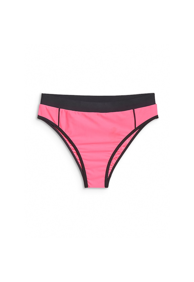 Slip de bikini pentru femei - roz - elastic - talie medie - sintetic/elastan