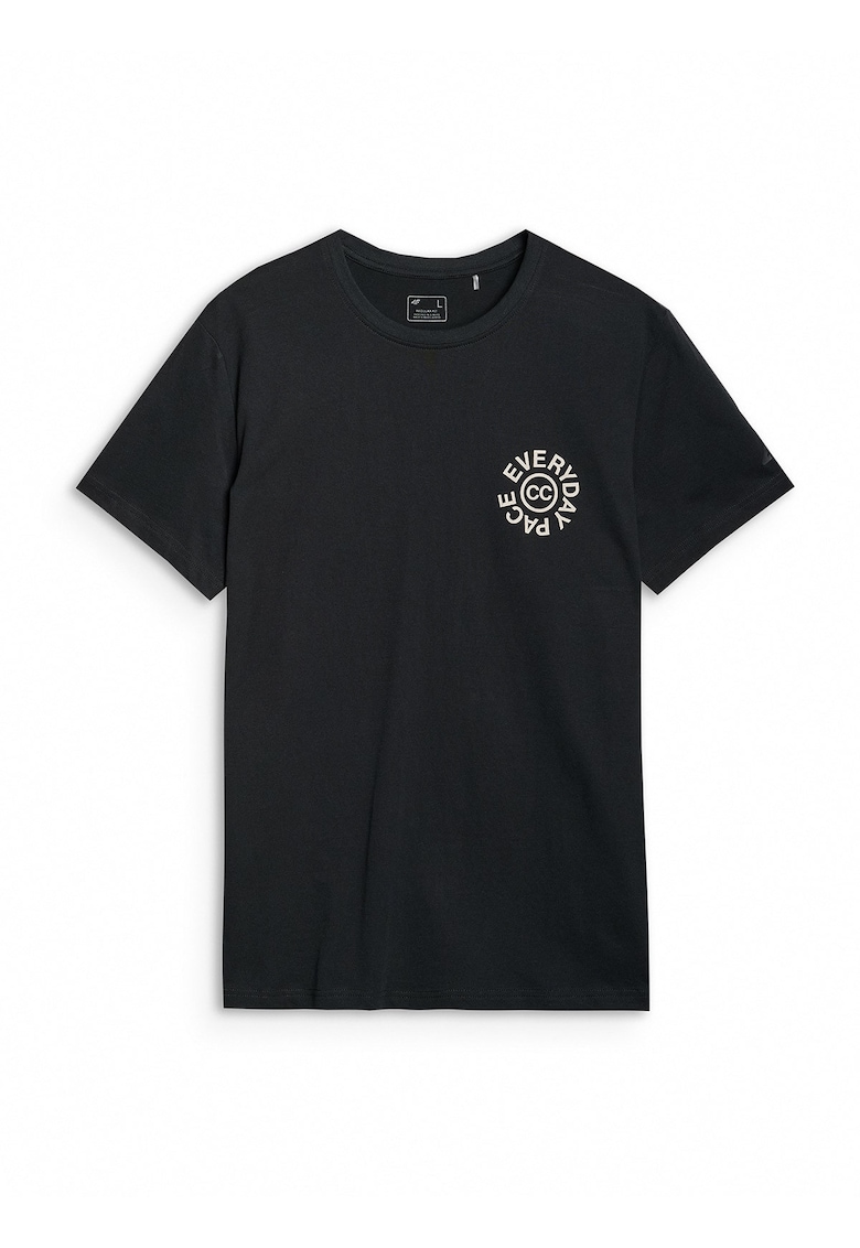 Tricou Barbati Negru Intens ""Everyday Pace"" 100% Bumbac - Regular Fit - SportStyle - SS25