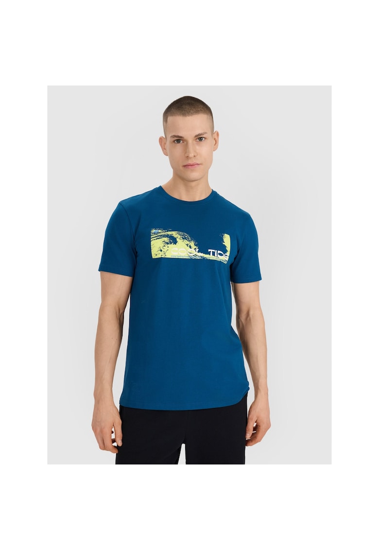 Tricou sport barbati turcoaz - imprimeu valuri - bumbac