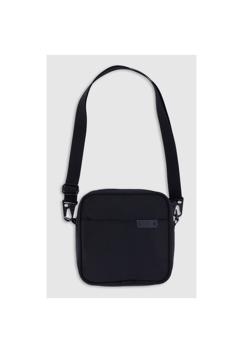 Borseta de Umar Unisex Negru Intens - Poliester - Sportstyle - SS25 - Cross-body - Compartiment Fermoar - Curea Reglabila - Detalii Reflectorizante